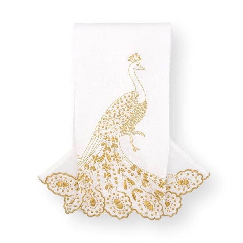 Peacock Bar Towel - Gold-Julia B. Casa