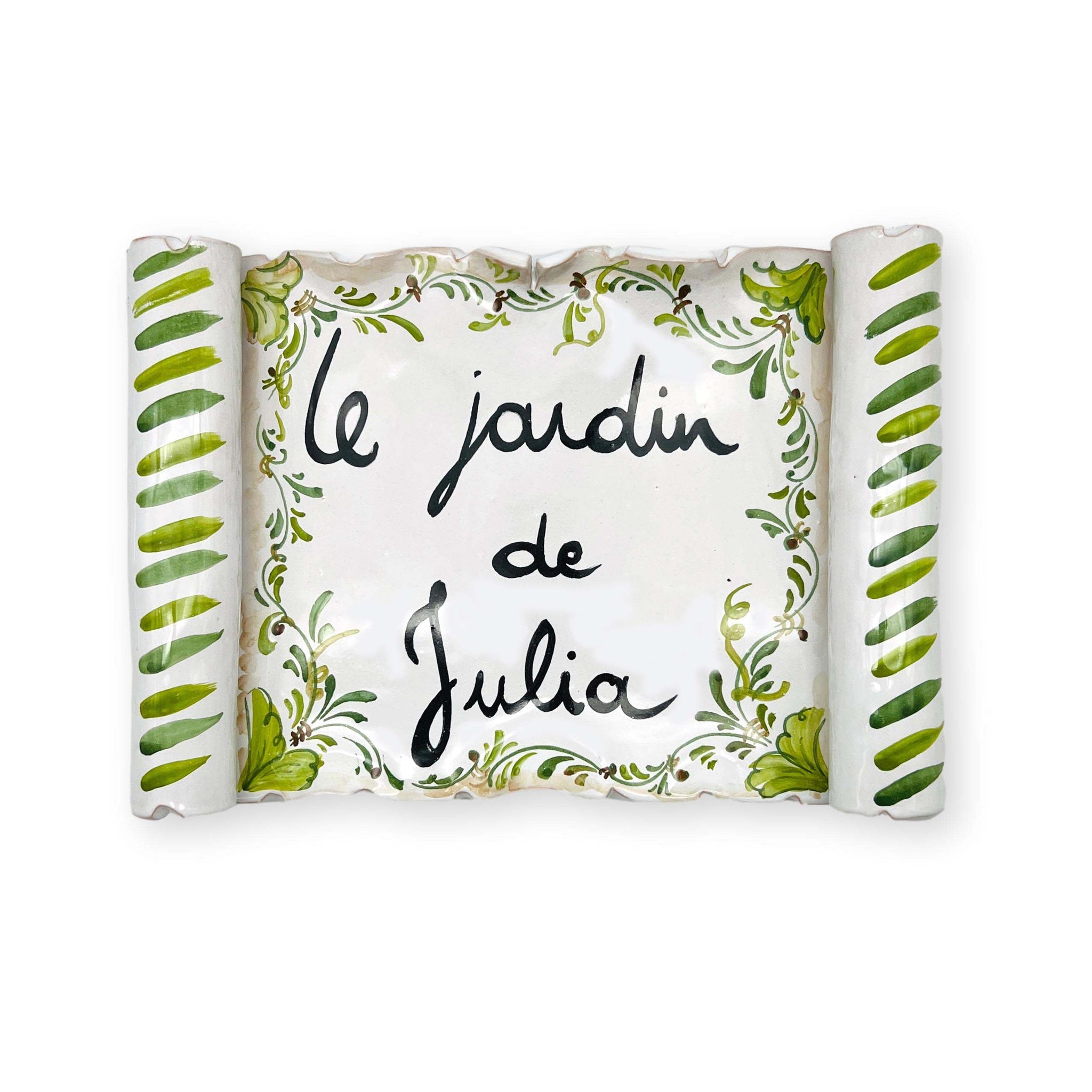 Julia B. Personalized Ceramic Plaque - Green
