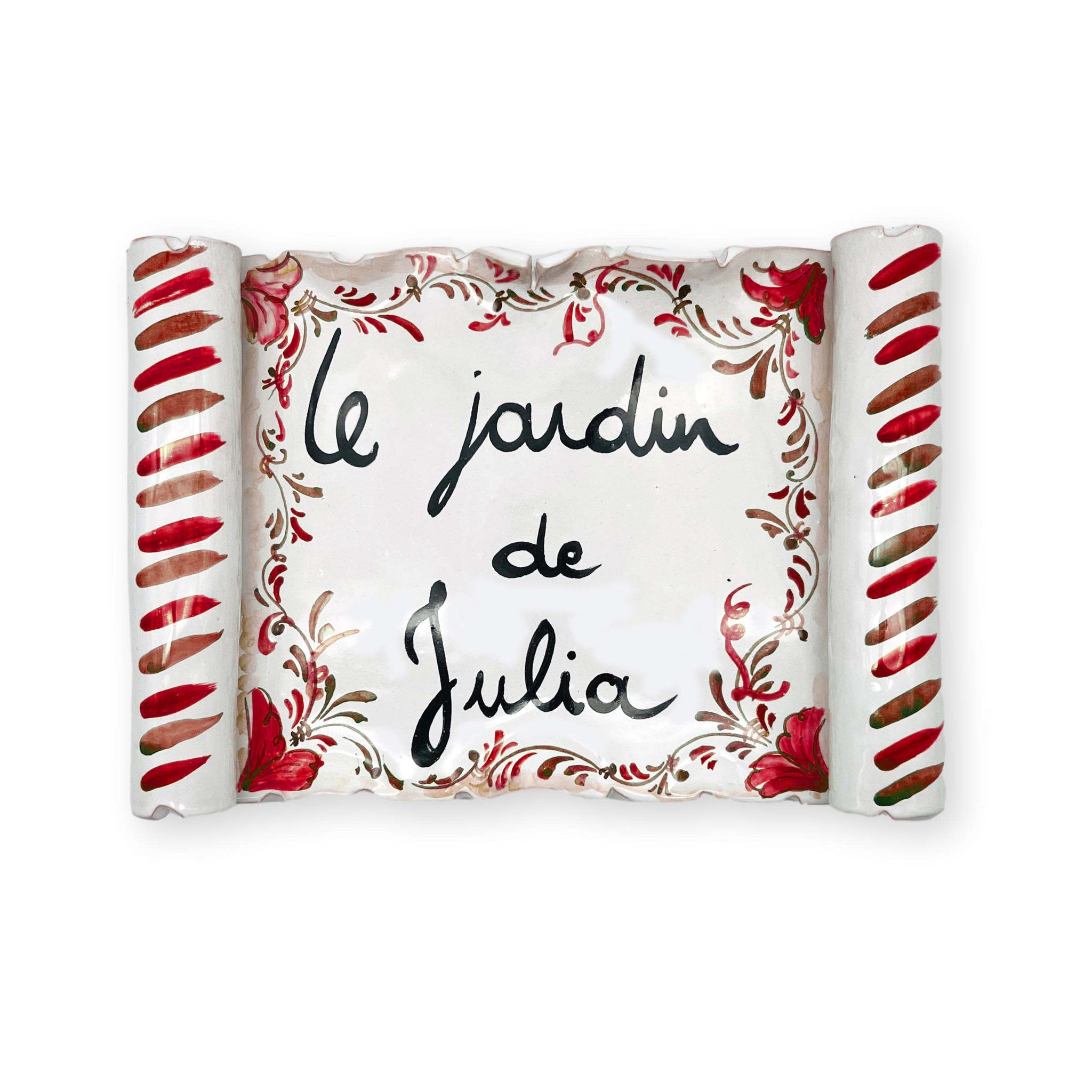 Personalized Ceramic Plaque - Red-Julia B. Casa