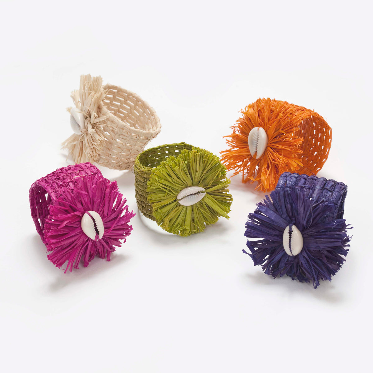 Raffia Dinner Napkin Rings - Beige-Julia B. Casa