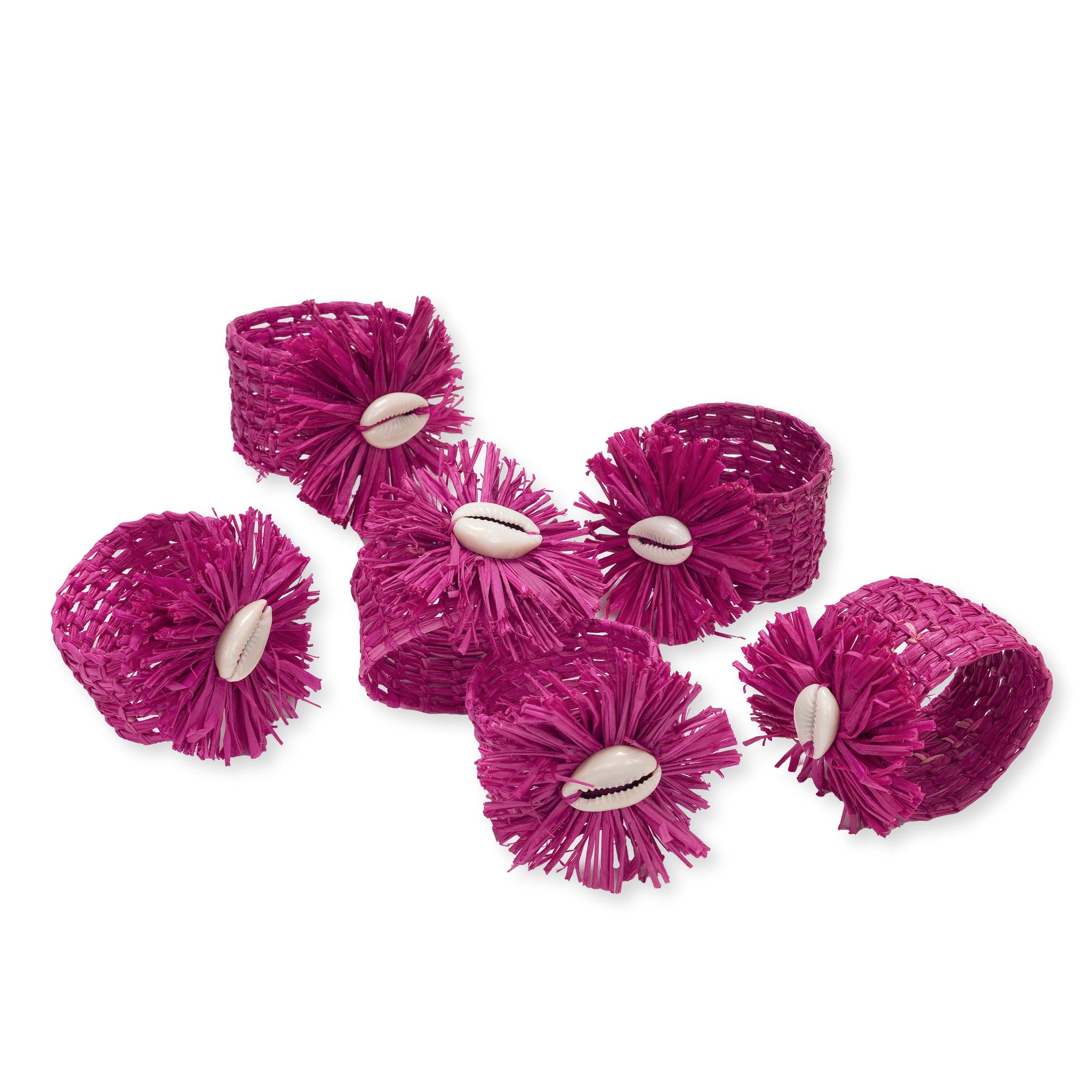 Julia B. Raffia Dinner Napkin Rings - Fuchsia