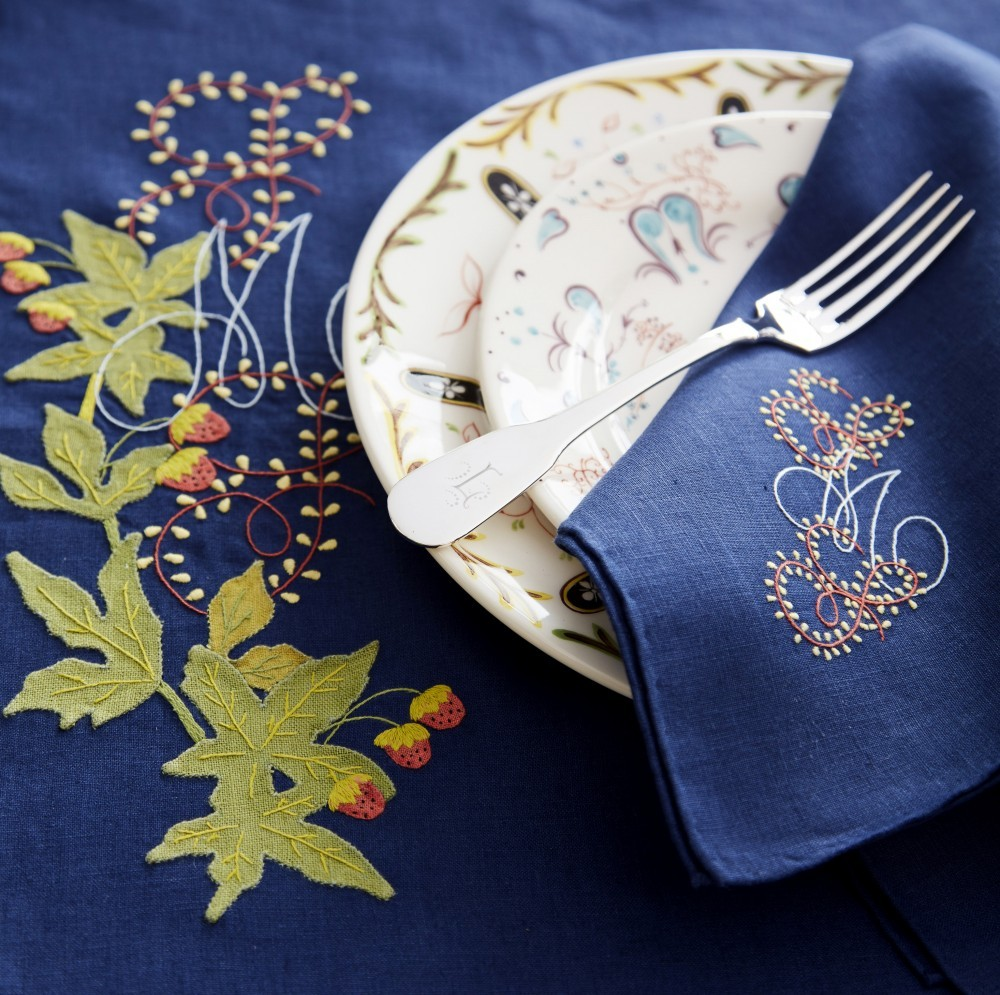 juliab-store Roma Table Linens - Navy Blue