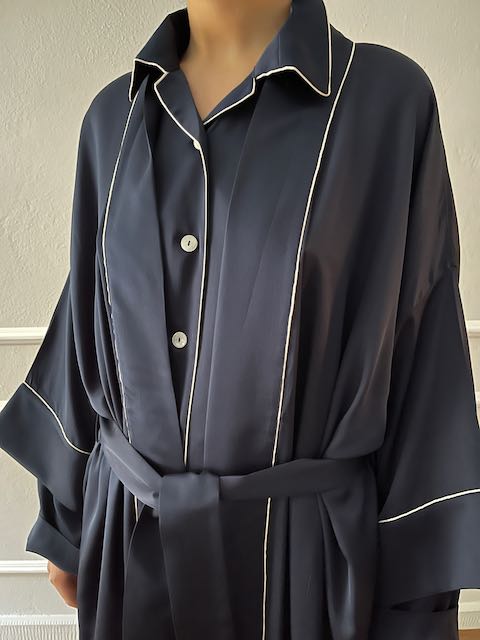 Silk Kimono - Navy Blue-Julia B. Casa