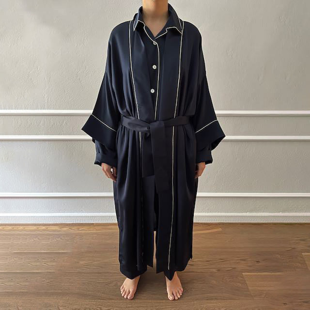 Silk Kimono - Navy Blue