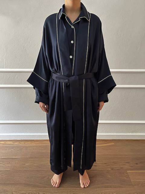 Silk Kimono - Navy Blue-Julia B. Casa