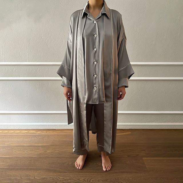 Silk Kimono - Pearl Grey