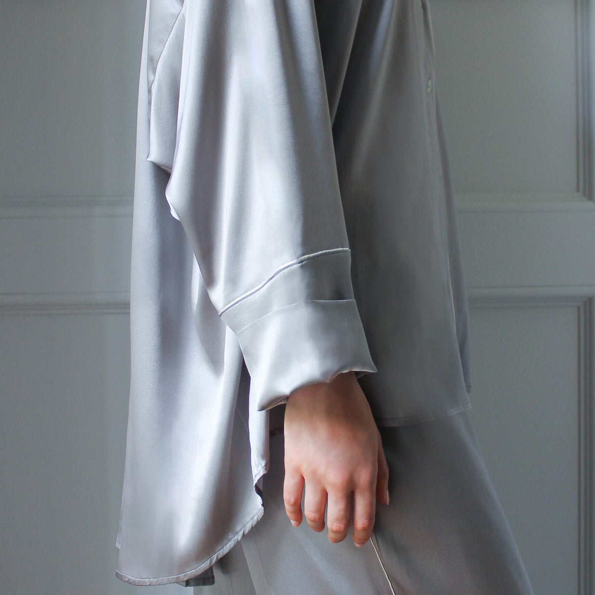 Silk Pajama Set - Grey-Julia B. Casa