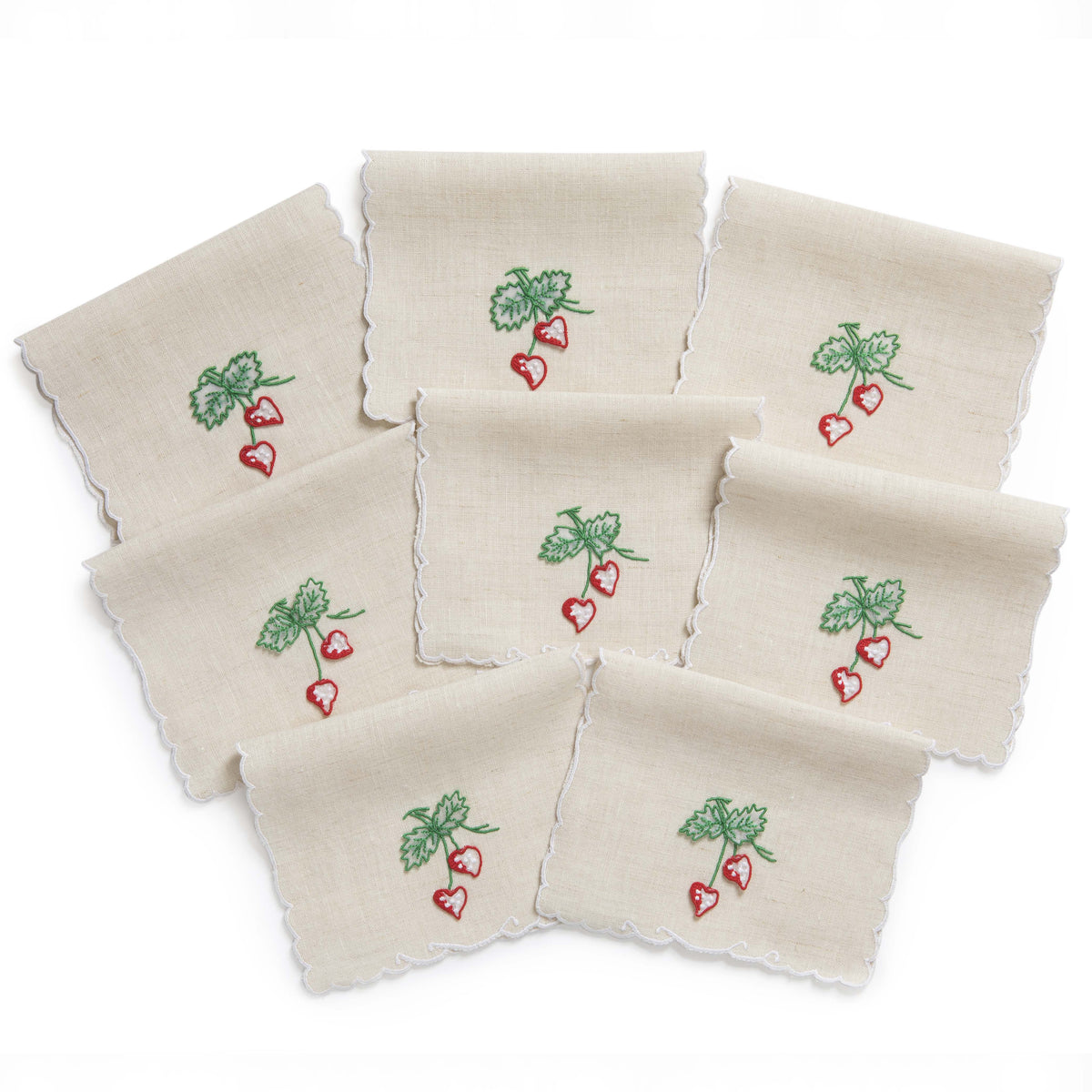 Strawberry Cocktail Napkins - White-Julia B. Casa