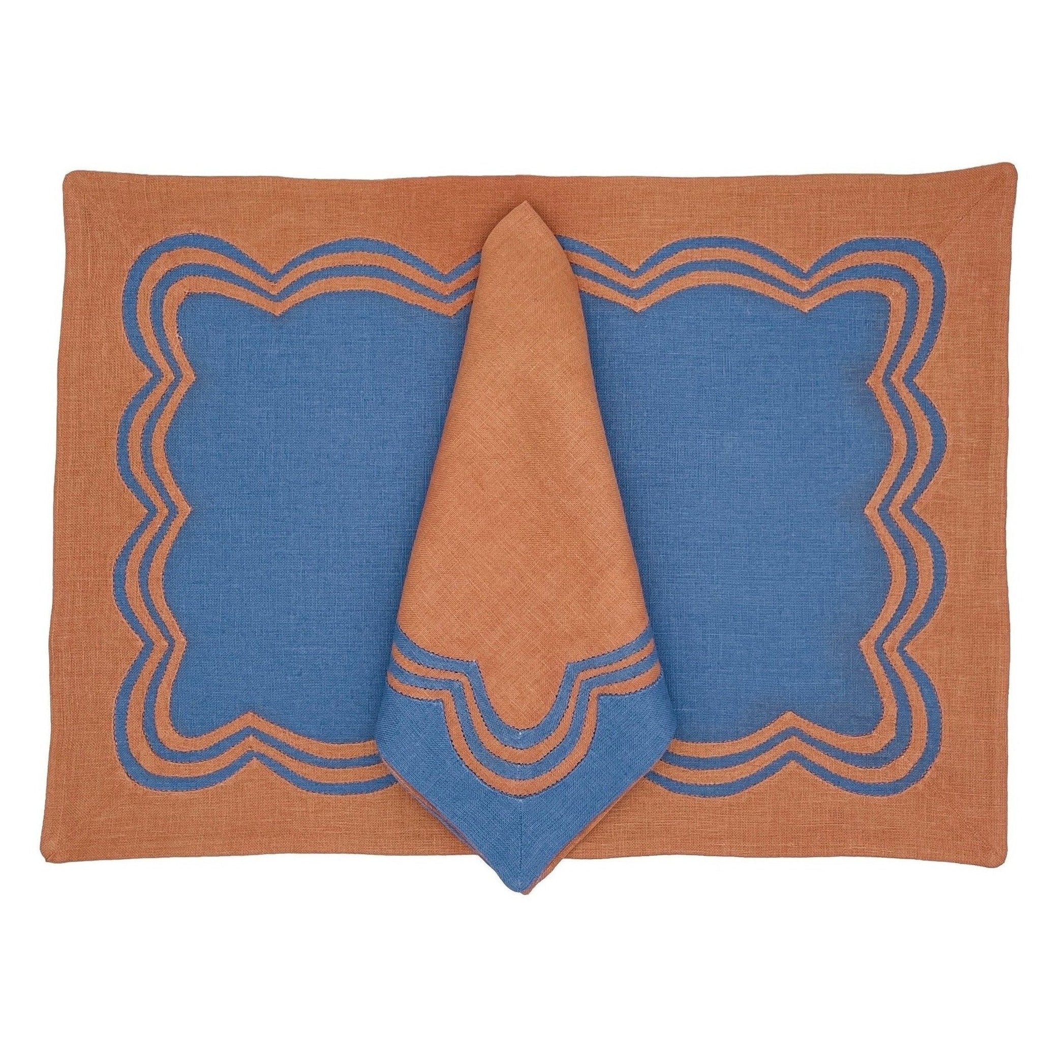 Julia B. Versailles Table Linens - Blue & Orange