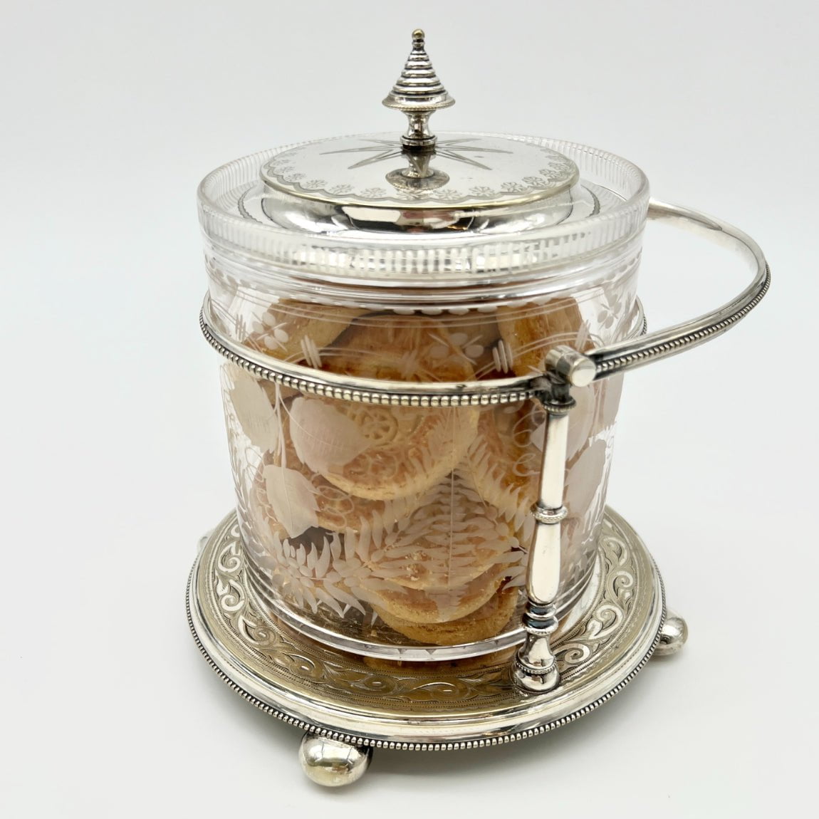 Julia B. Vintage Glass Biscuit Barrel
