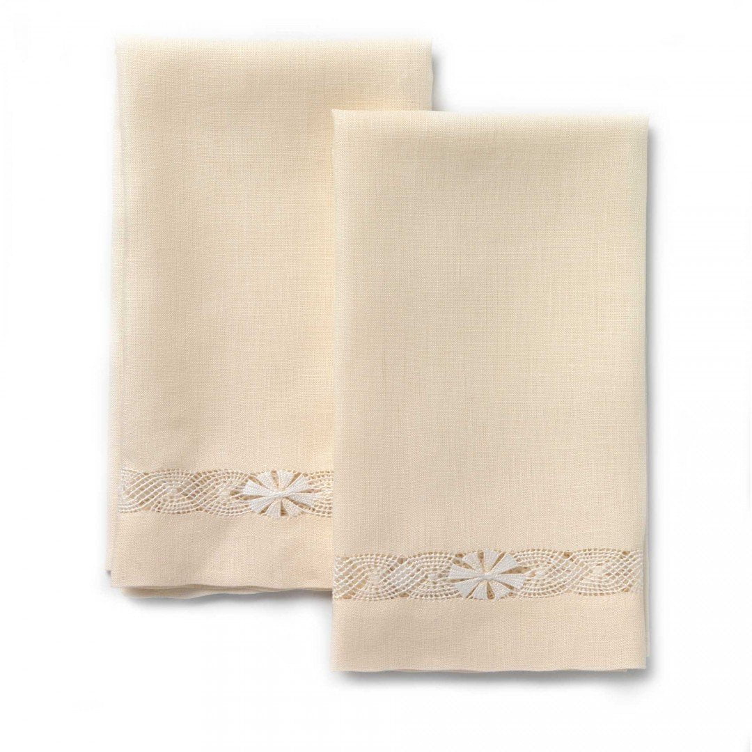Zola White & Green Botanical Embroidered Hand Towel